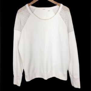 Athleta Citytime Mesh Shoulder Crewneck Sweatshirt Top White Women’s Size Large